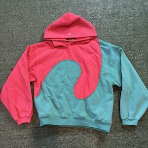 ERL Swirl Fleece Hoodie Red Green Size Medium